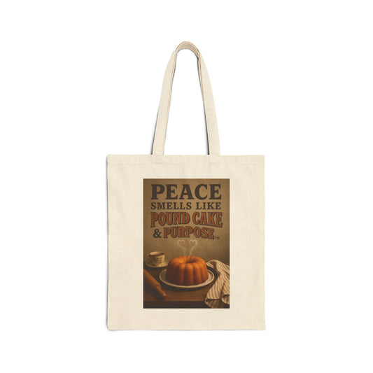 Peace Smells Like Pound Cake Tote Bag, Kitchen Gift, Baking Lover's Tote, Vintage Style Bag, Grocery Shopping Bag, Eco-Friendly Bag