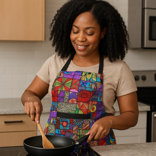 Handcrafted Kitenge Patched Kitchen Apron